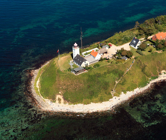 Air photo of Røsnæs lighthouse on West Sealand
