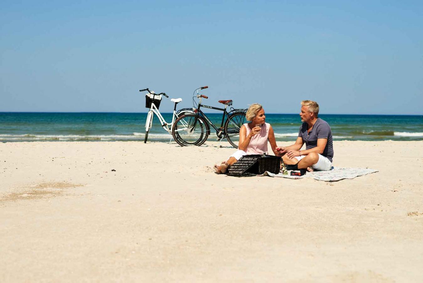 Biking Couple at Blockhus beach