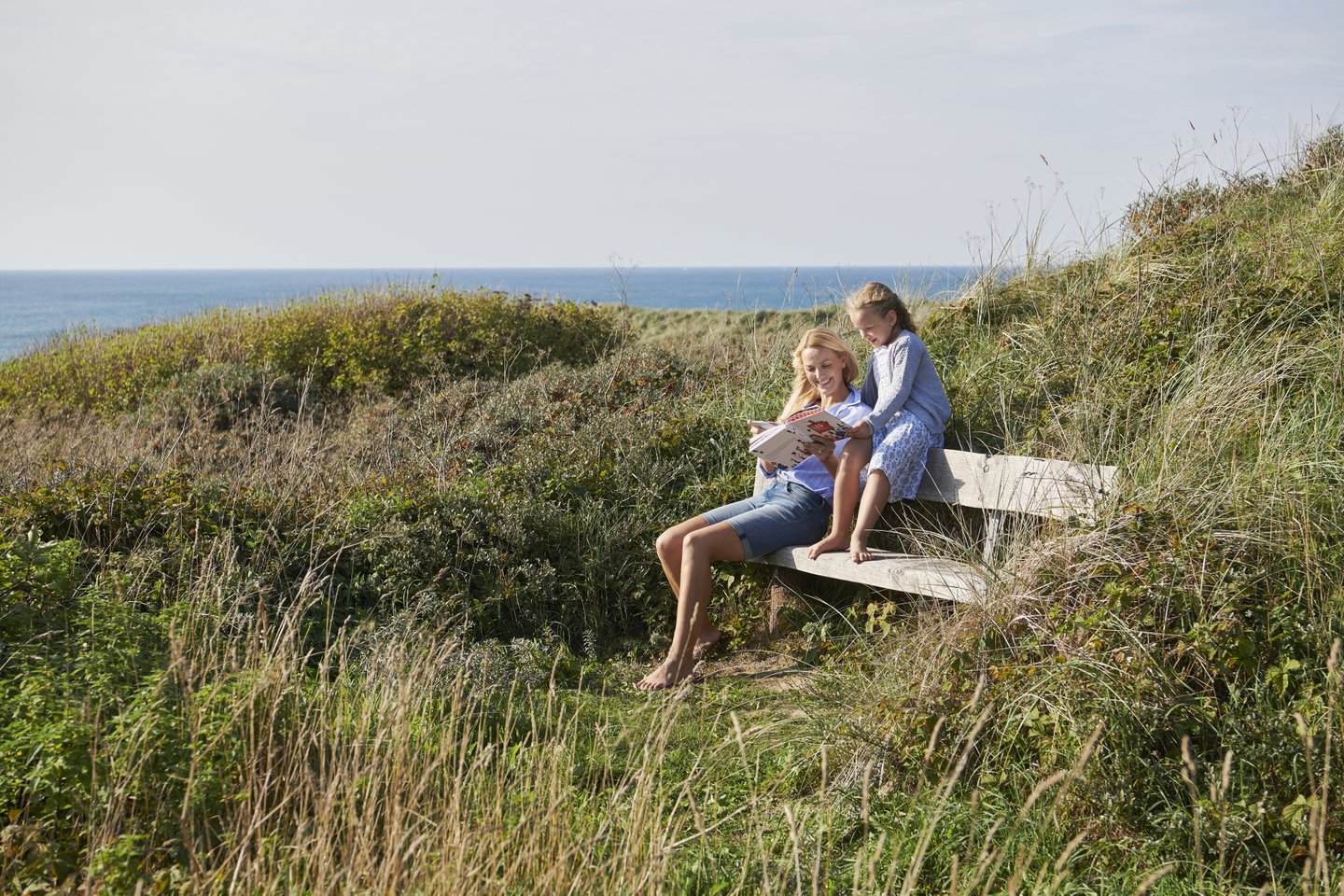 Mother and son in Hirtshals in the dunes, close to the beach