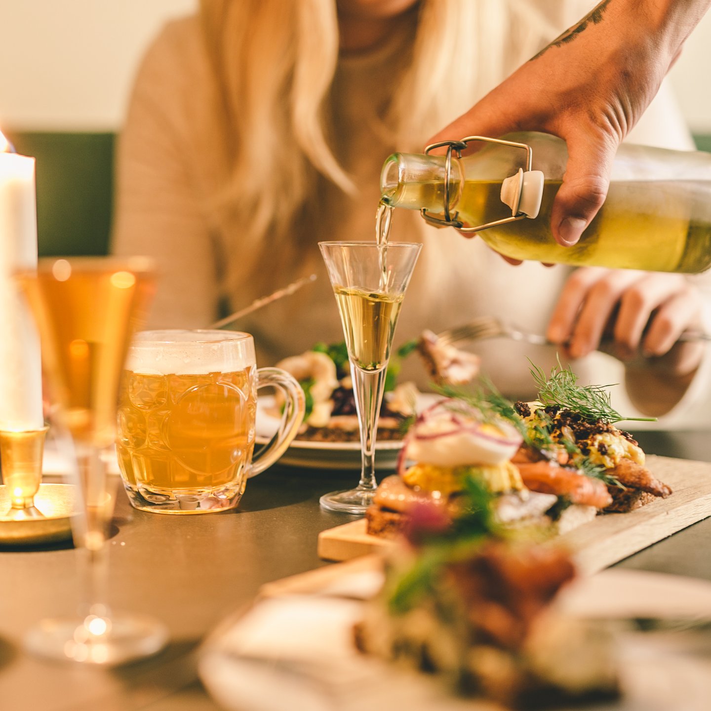 Pair your smørrebrød with craft beer and snaps at Øl & Brød in Copenhagen