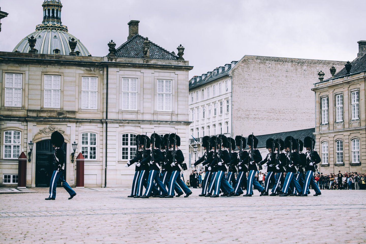Changing of The Royal Guard at Amalienborg Palace in Copenhagen, 