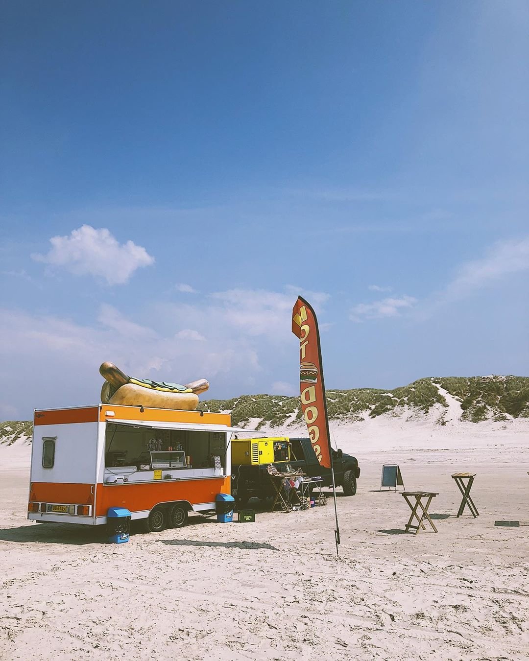 Hot dog stand on a beach in Denmark