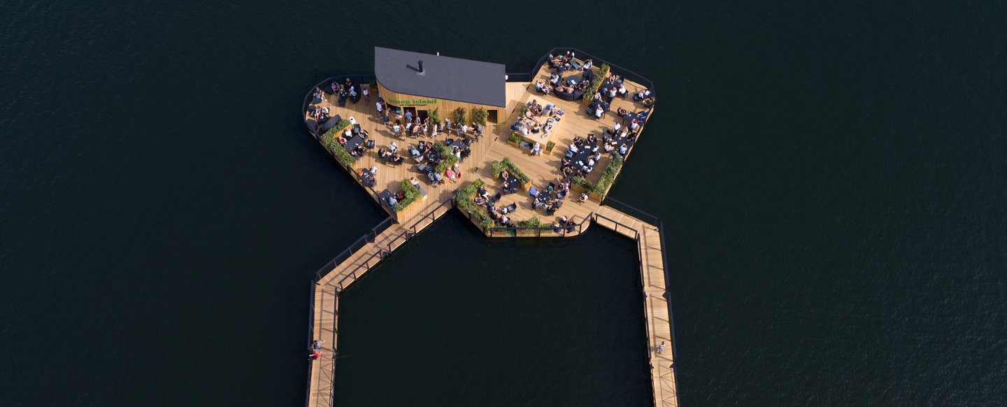 Green Island is a floating cafe in Copenhagen harbour