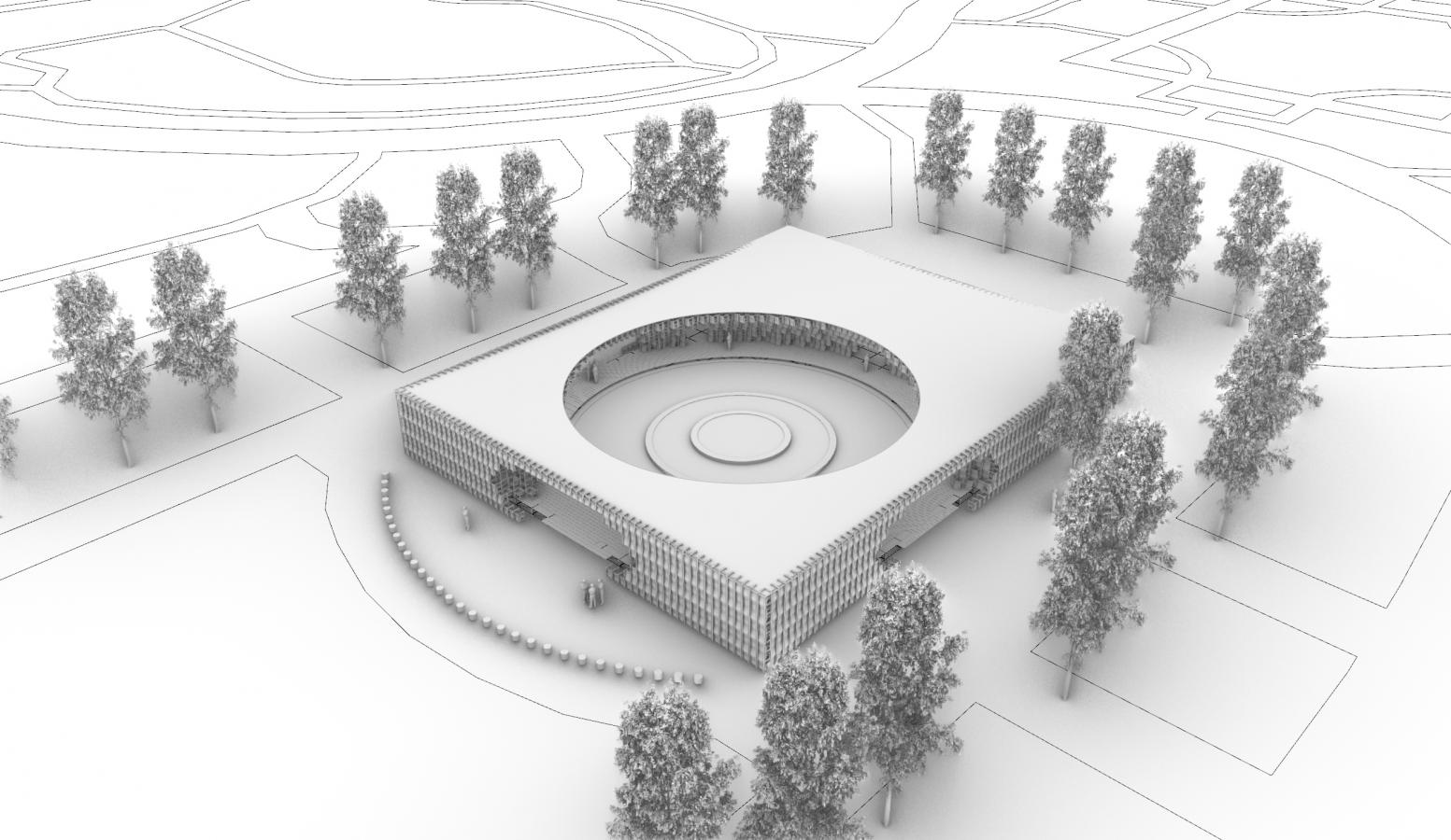 Rendering af den danske pavillon i Tokyo - tegnet af Lendager Group 