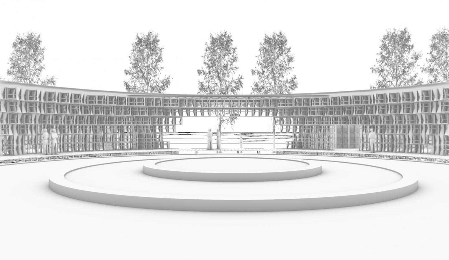 Rendering af den danske pavillon i Tokyo - tegnet af Lendager Group 