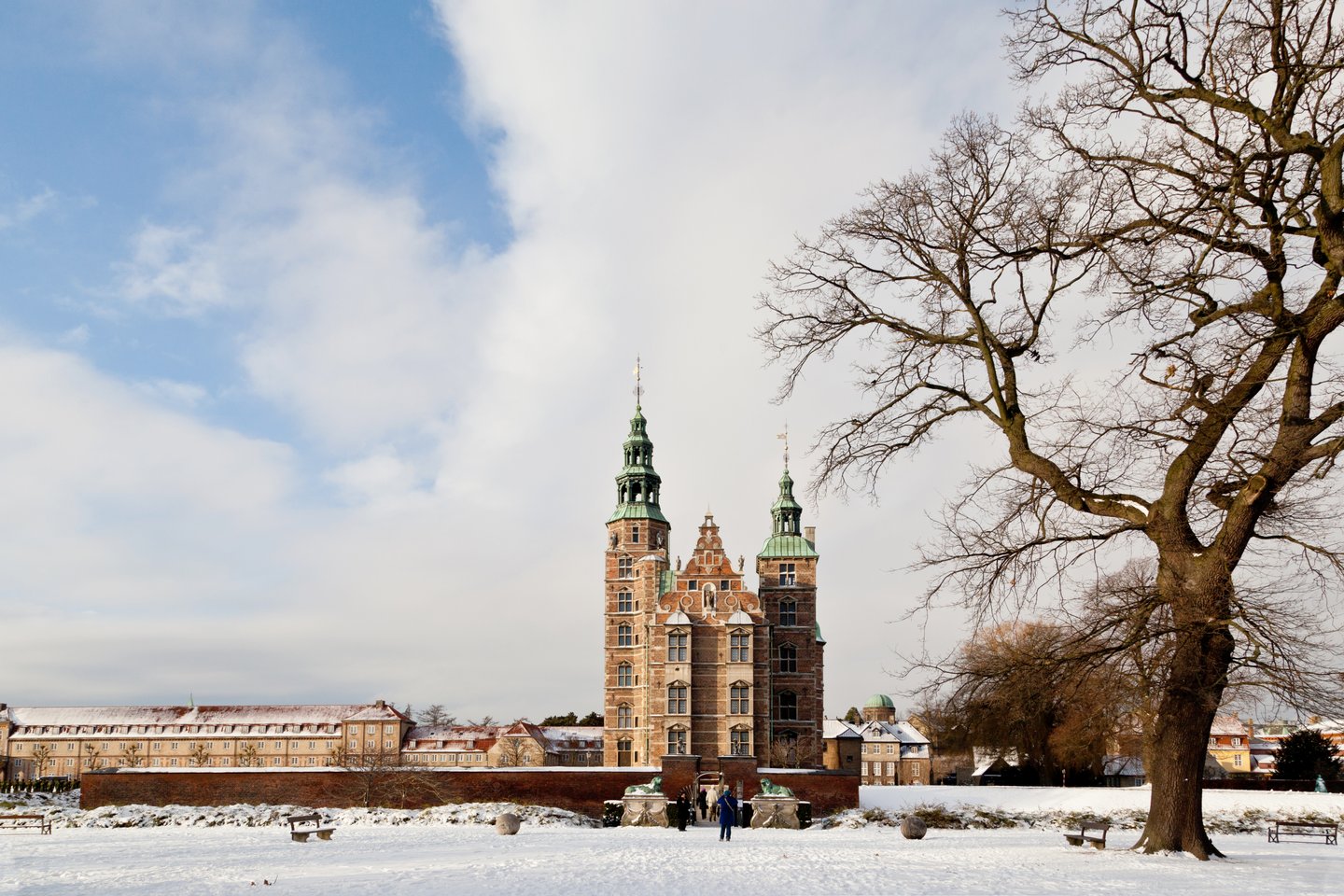 Rosenborg Castle in Copenhagen on a snowy winter's day