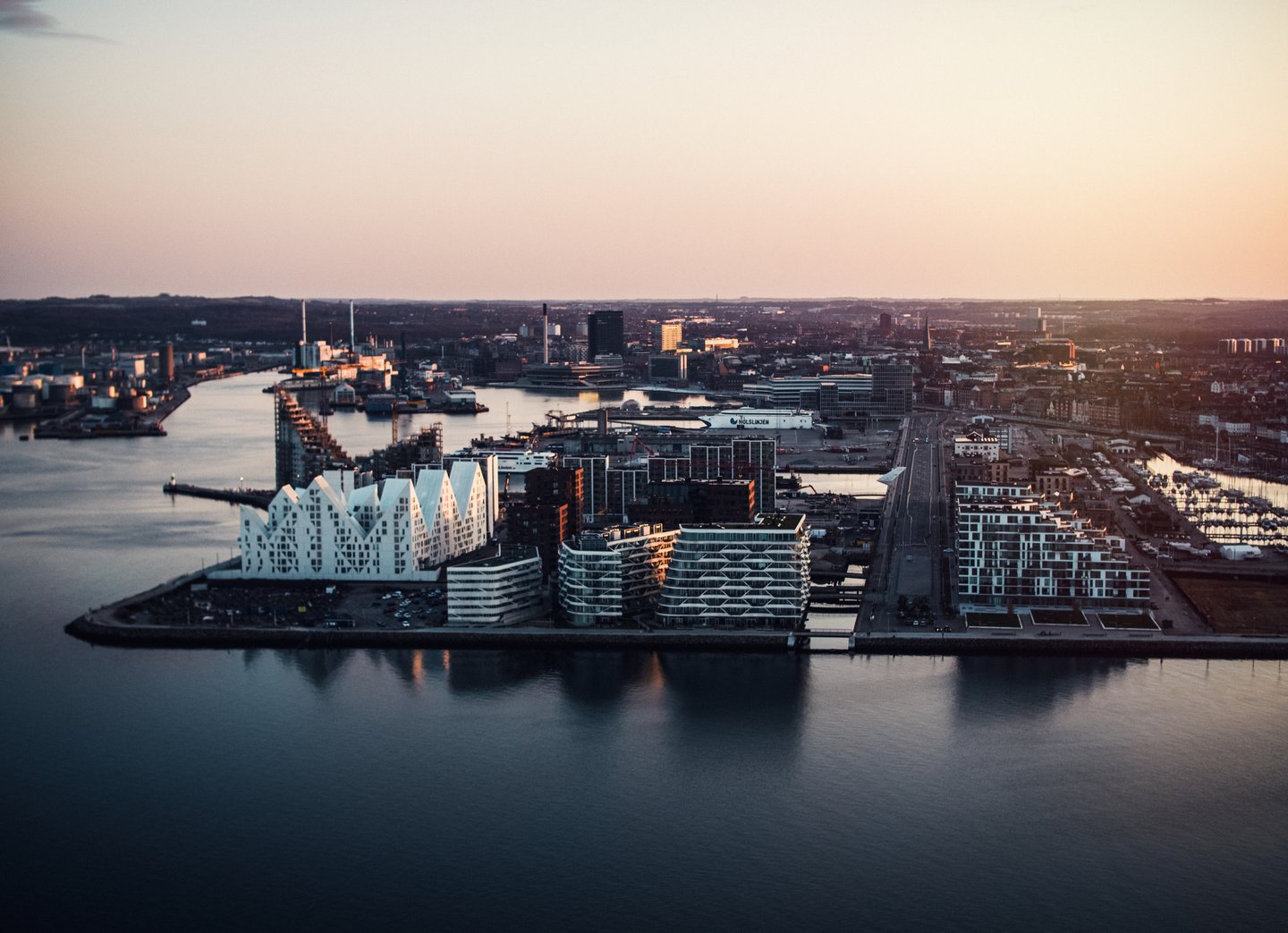 Aarhus docklands seen from above