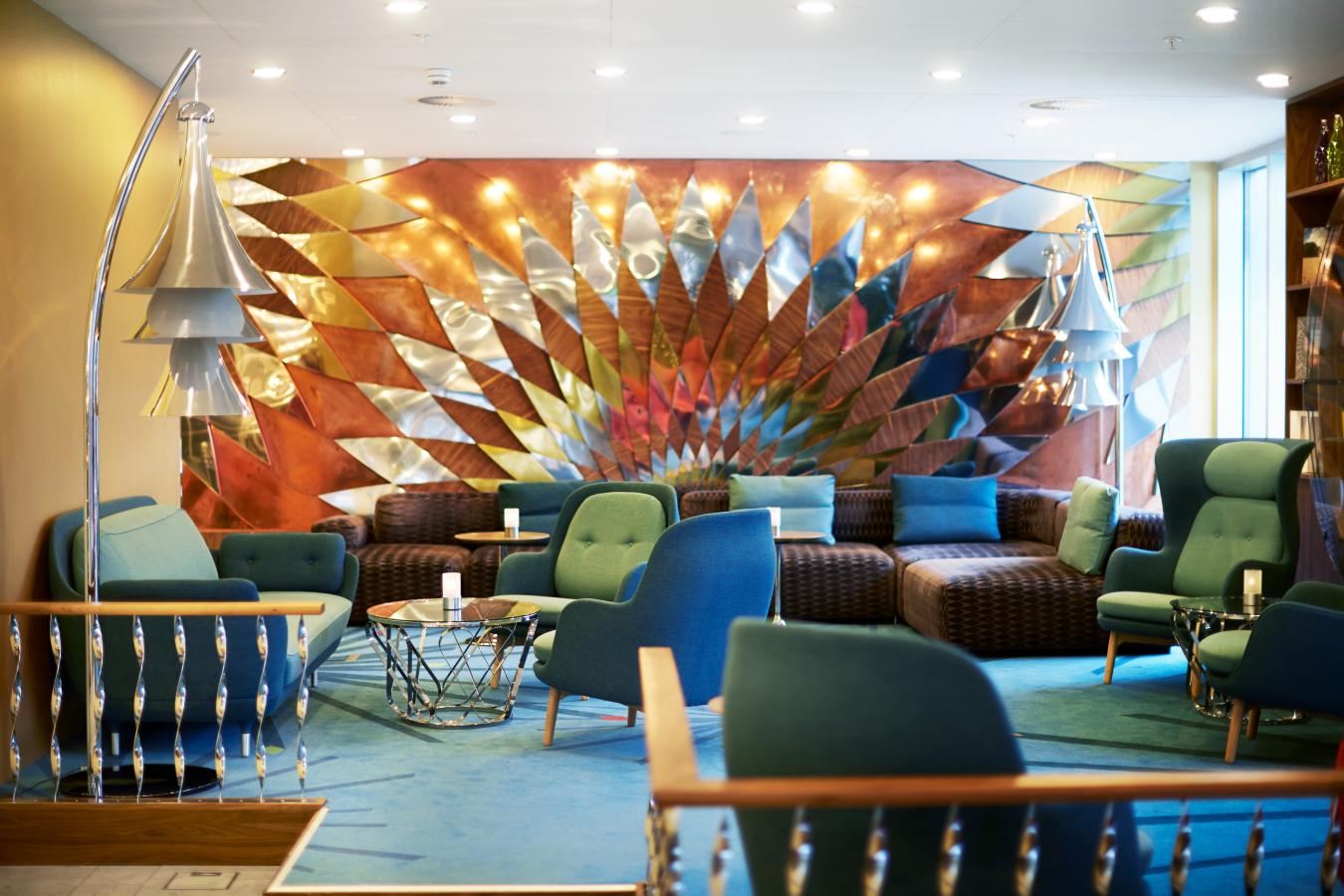 The colourful lobby at the Tivoli Hotel in Copenhagen