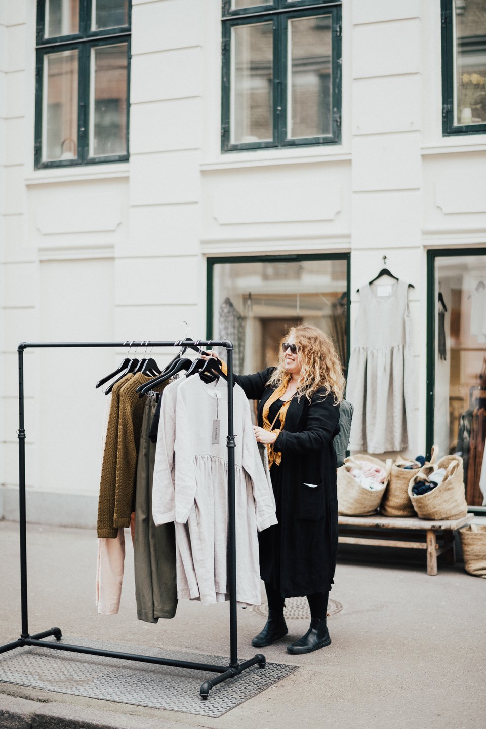 Woman shopping in Jægersborggade, Nørrebro, Copenhagen