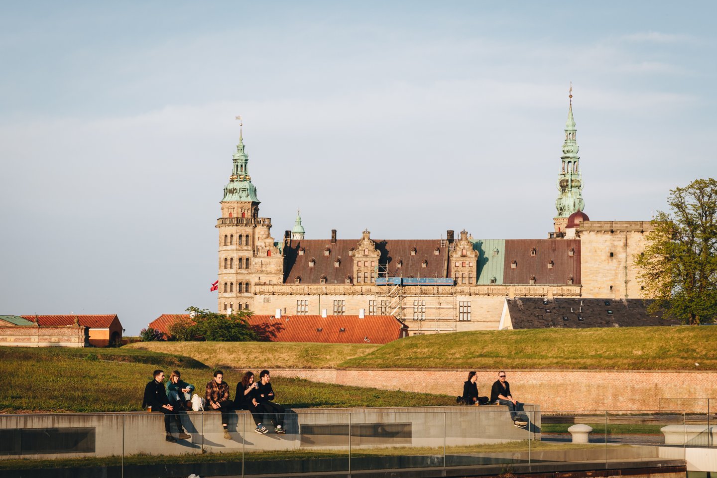 People hanging out in front of Kronborg Castle in Helsingør