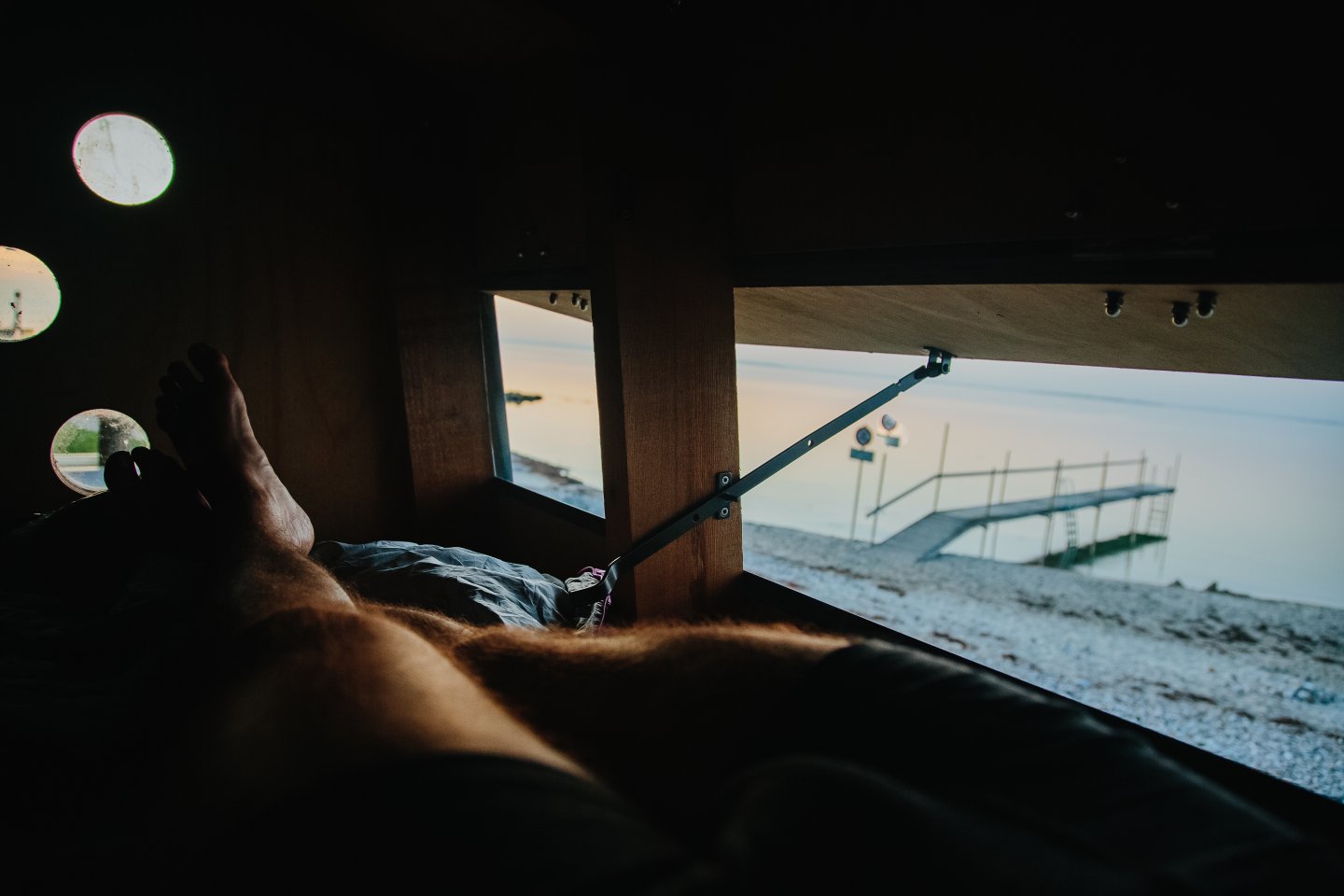 The view from inside the shelter located at Skåret on the island of Ærø.