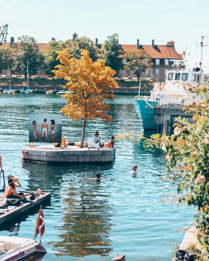 People enjoy the water around La Banchina in summer