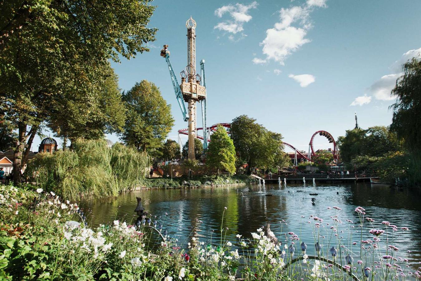 Tivoli Gardens amusement park in Copenhagen during spring