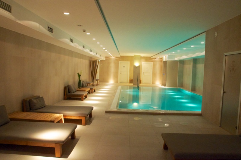 A view of the indoor pool at the luxury Kokkedahl Slot Copenhagen spa in Horsholm, Denmark