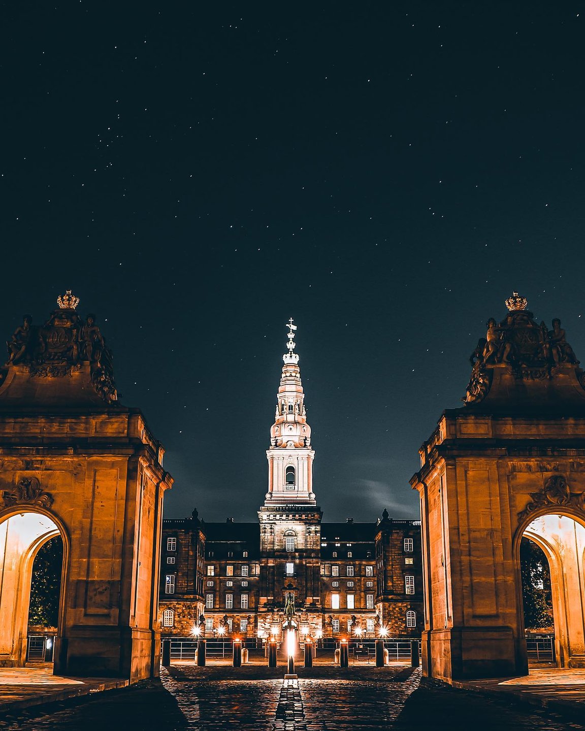 Christiansborg Palace by night 
