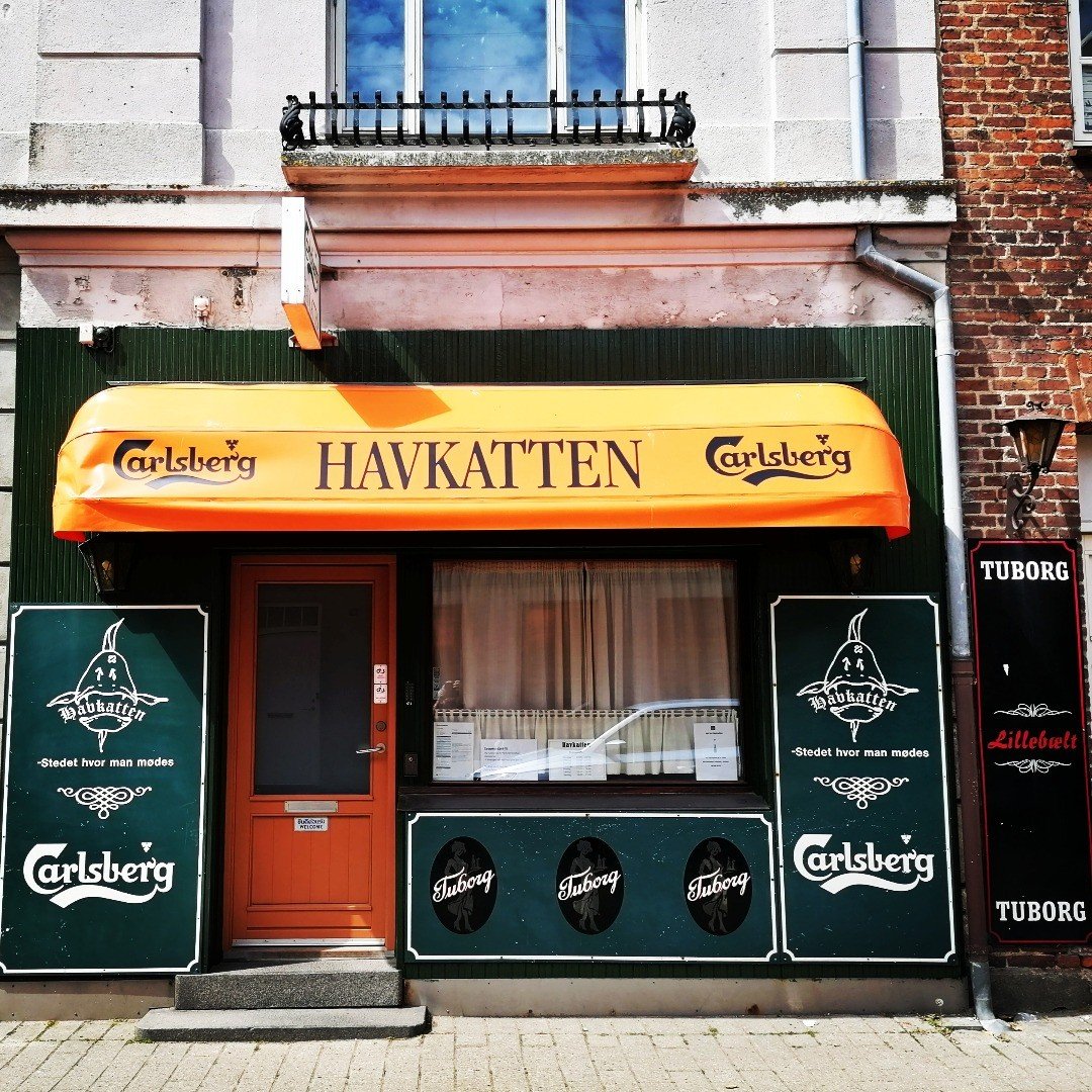 The exterior of Havkatten, a classic bar or bodega in Copenhagen, Denmark