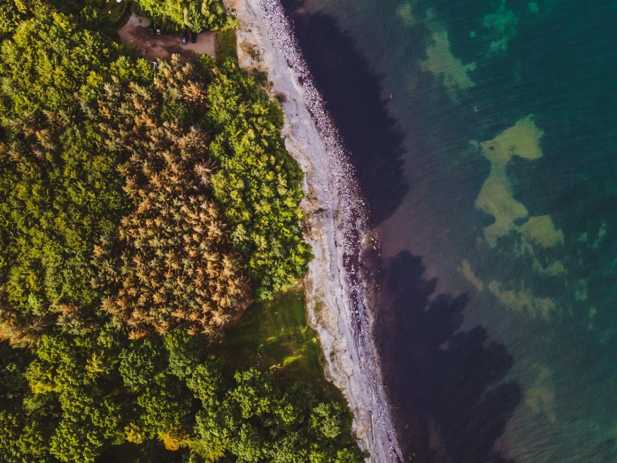Aerial view of Hesnæs on Nykøbing Falster, Denmark