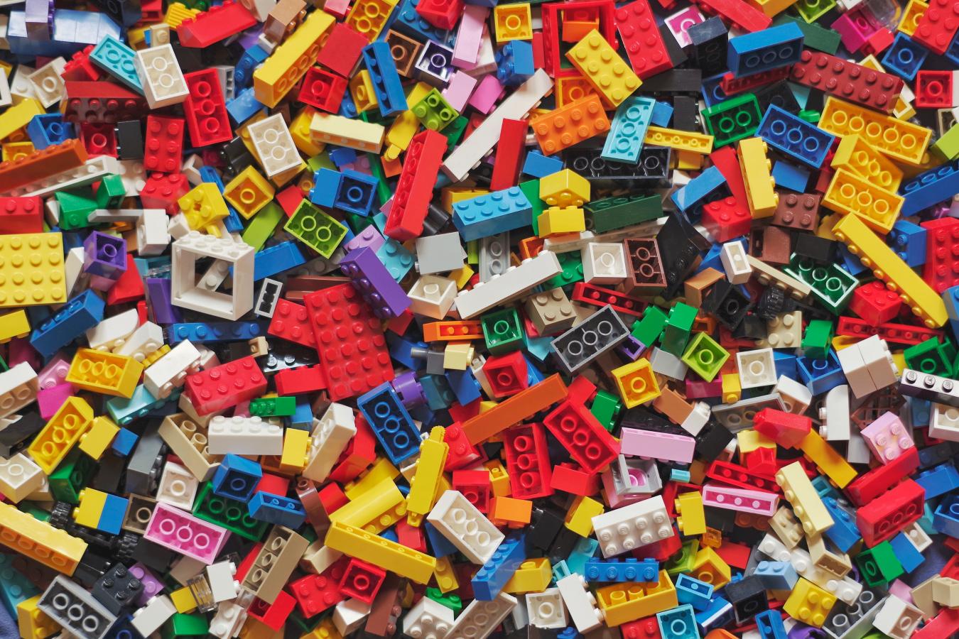 A multicoloured mix of LEGO blocks