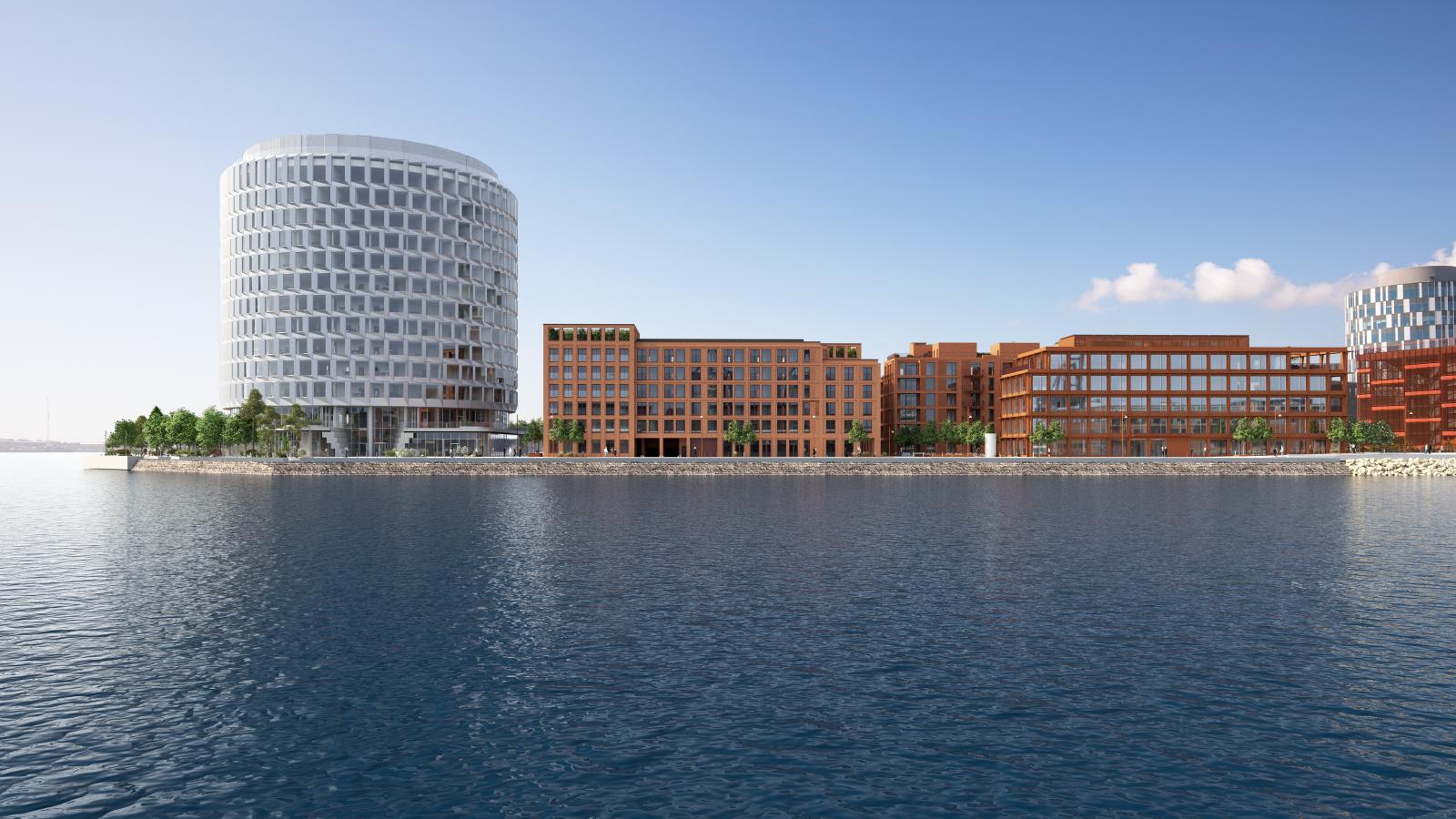 Residence Inn Copenhagen Nordhavn seen from the waterfront 