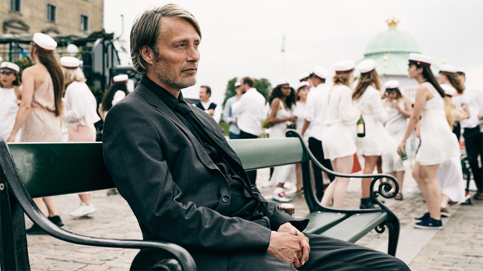 Mads Mikkelsen in Druk / Another Round, shot in Copenhagen, Denmark