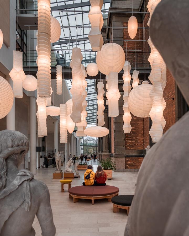A light exhibition at the Statens Museum for Kunst, SMK, Denmark's national art gallery, in Copenhagen, Denmark