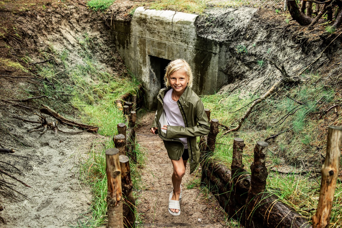 Little girl walking through the Muesum in Hanstholm, Thy