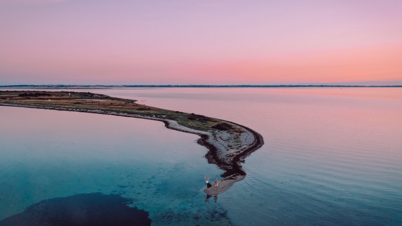 An aerial view of the island of Birkholm in the South Fyn archipelago of Denmark
