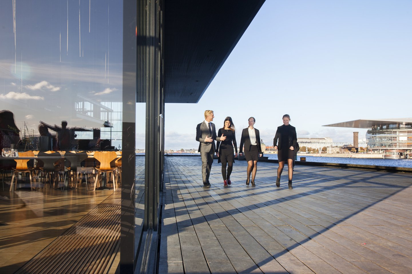 Business people walking at the Royal Danish Playhouse, Copenhagen