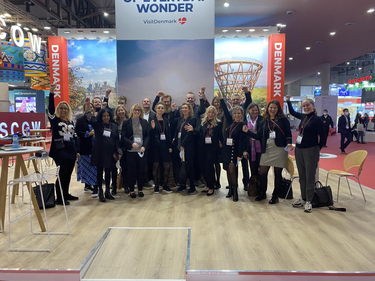 Gruppefoto af deltagerne på den danske stand IBTM Barcelona 2021