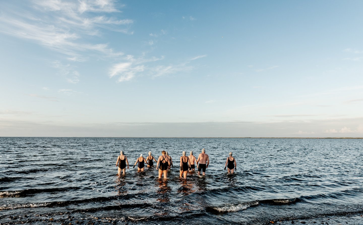 Winter bathers in West Jutland, Denmark