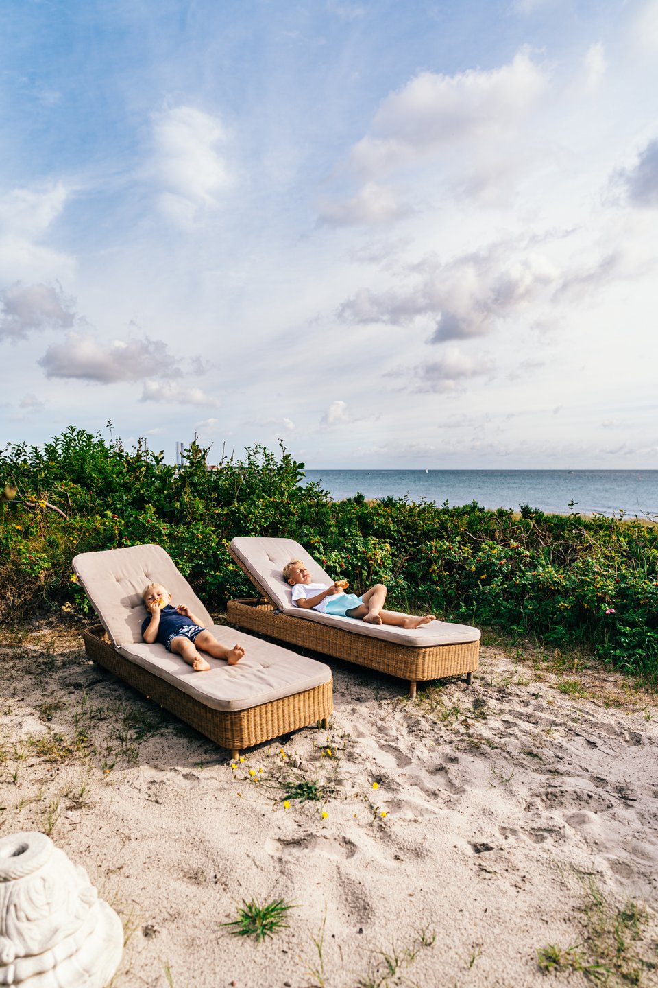 Children relax on the beach in Grenaa, East Jutland