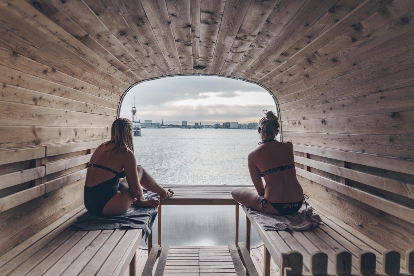 Relaxing in the sauna of CopenHot, Copenhagen