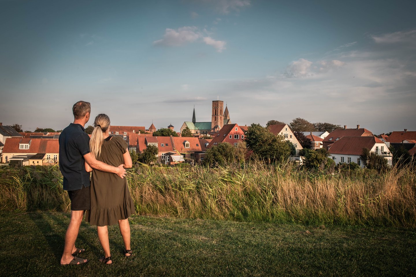 Couple enjoying the view over Ribe