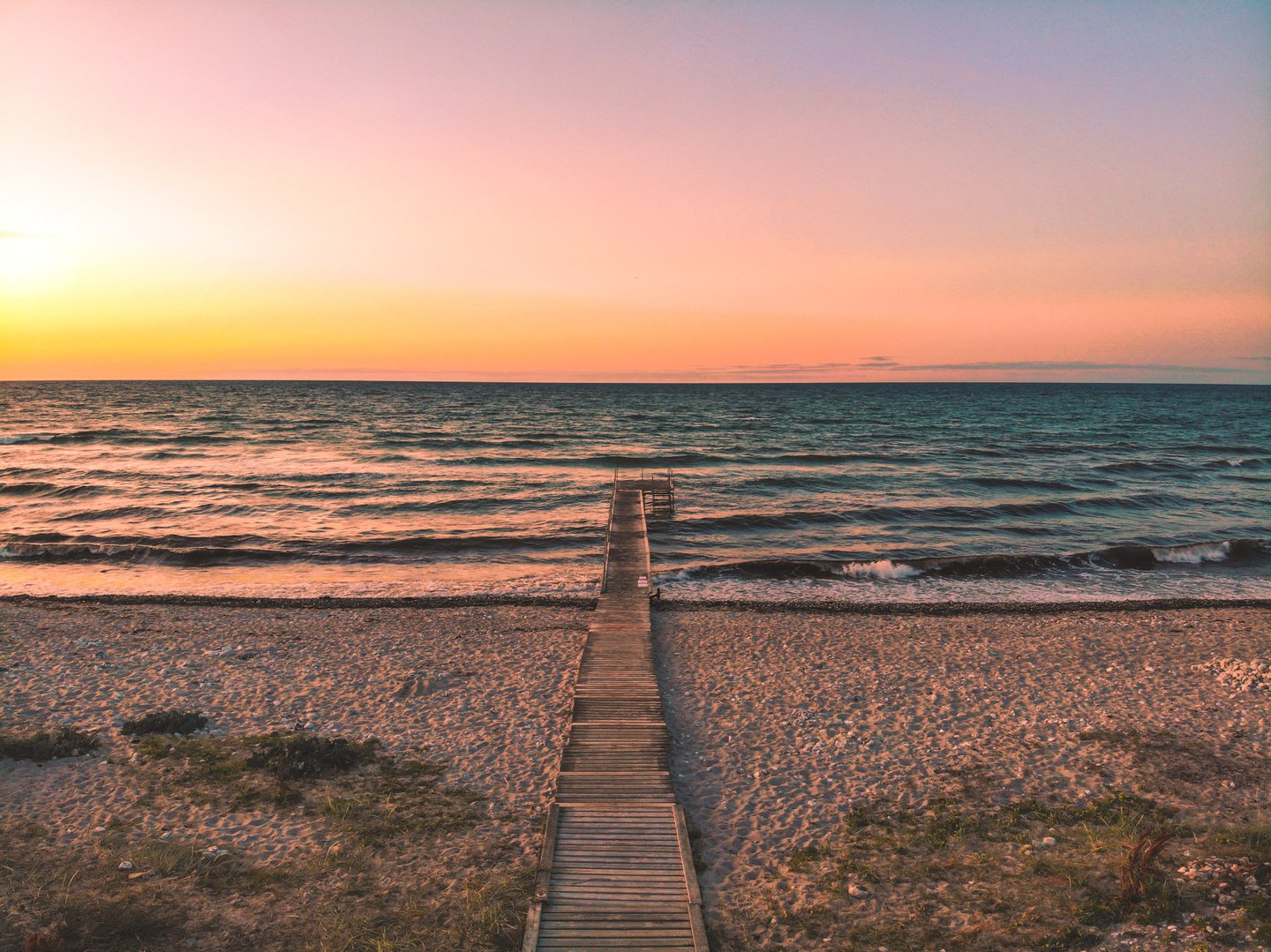 Beach Klint in Westzealand in the sunset