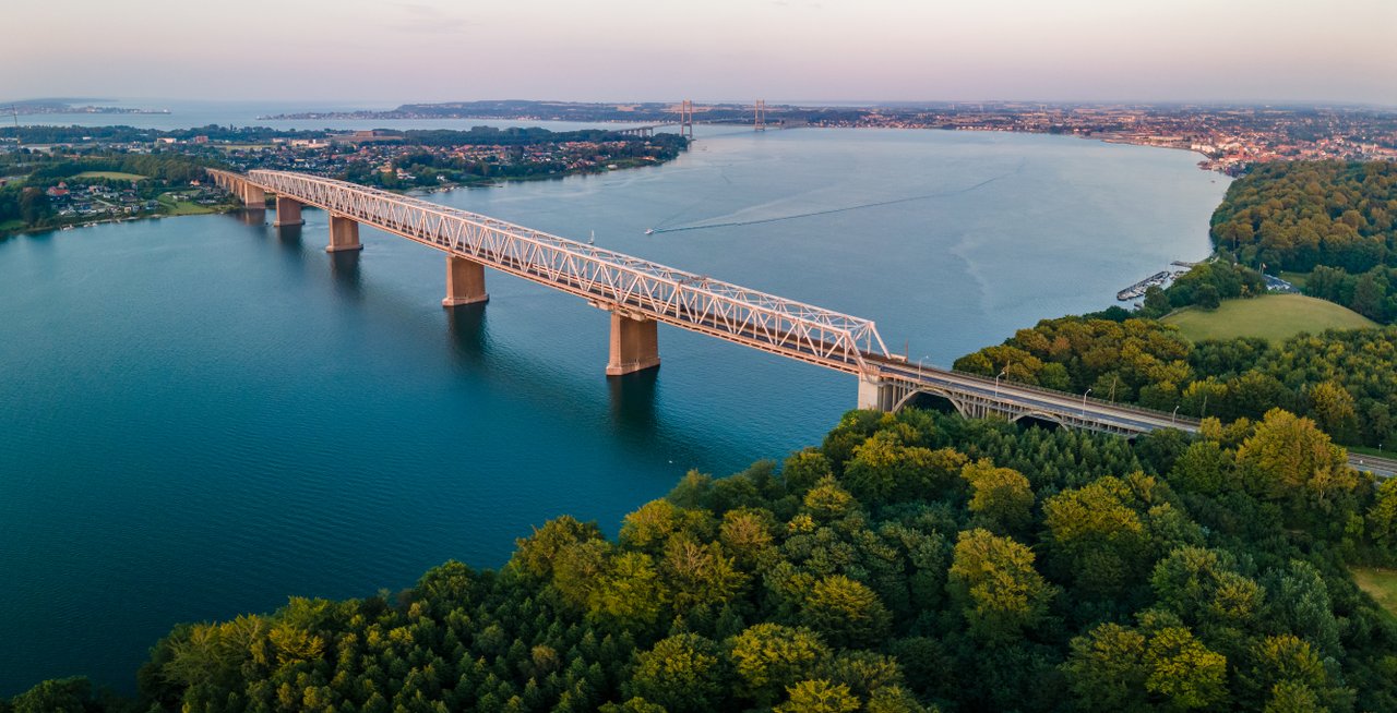 The Old and New Little Belt Bridges in Funen