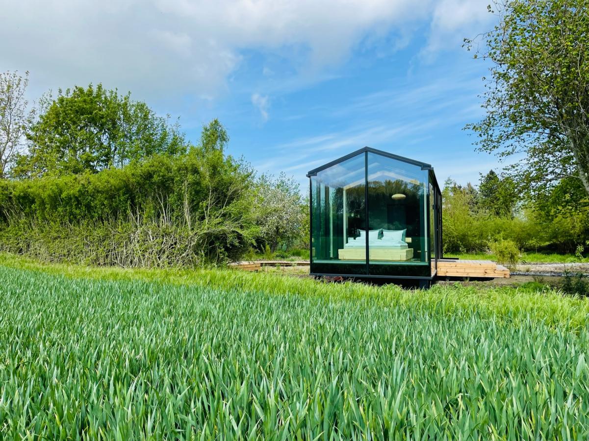 Lolland Glass House in a field