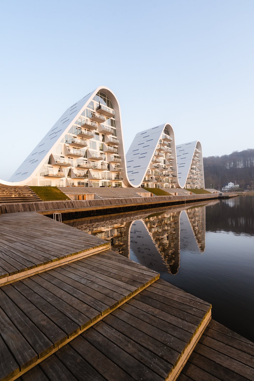 Apartment building "Bølgen" (The Wave) in Vejle, East Jutland in Denmark