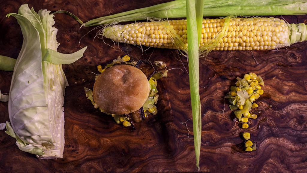 miniburger, også kalt slider. Fra Sliders restaurant i København, Danmark
