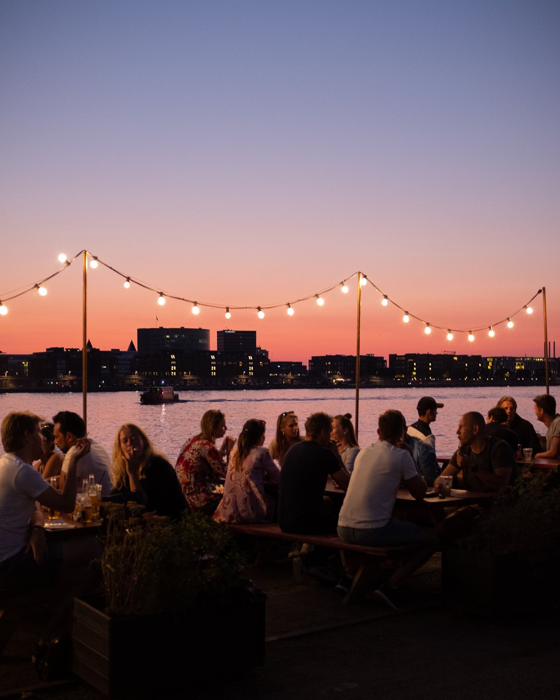 Summer evening at Reffen street food market in Copenhagen