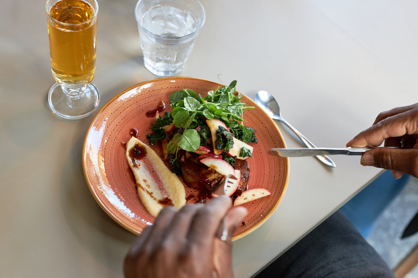 Lunch food in café in Aalborg, Denmark's fourth biggest city in North Jutland