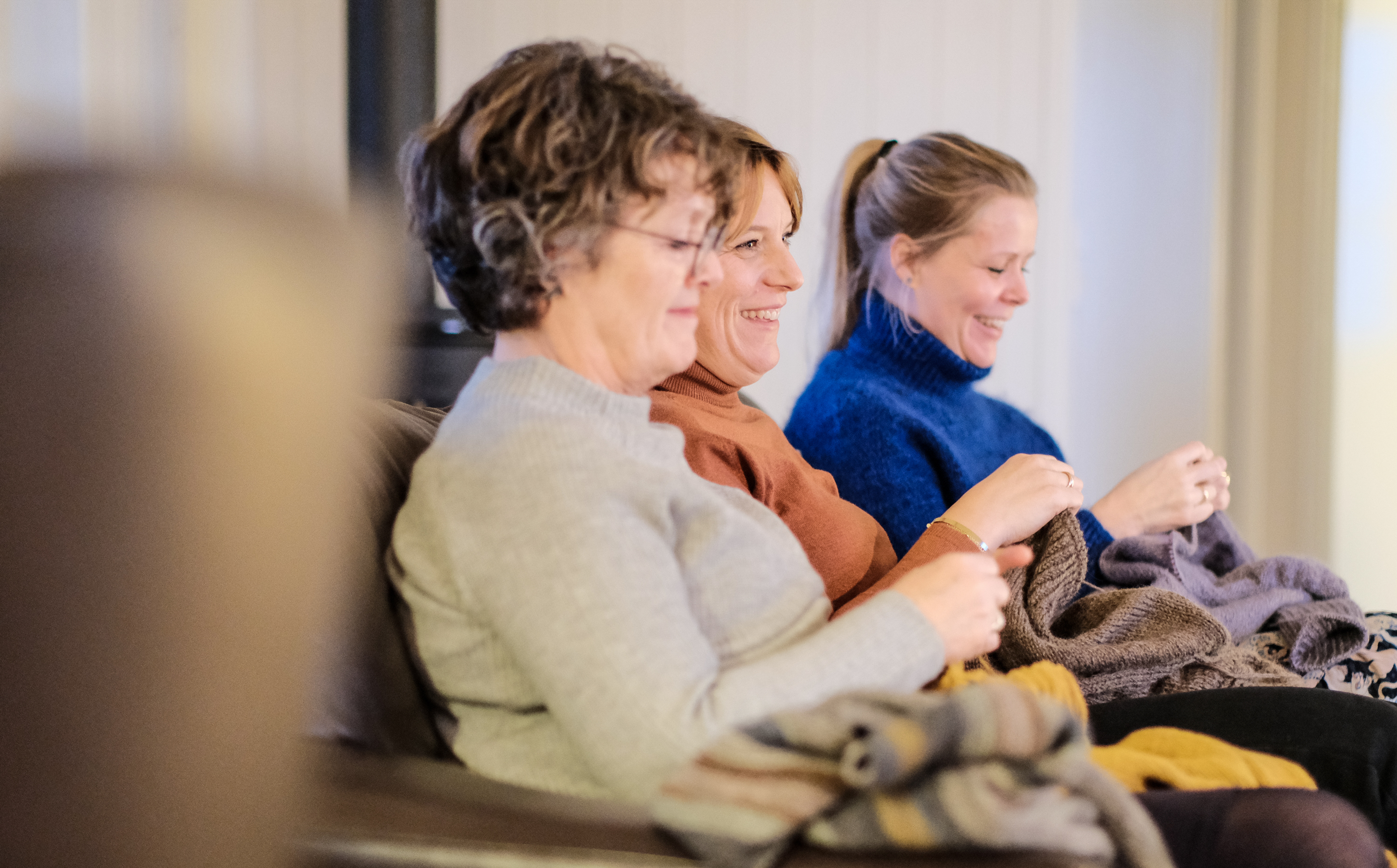 Picture of three ladies knitting