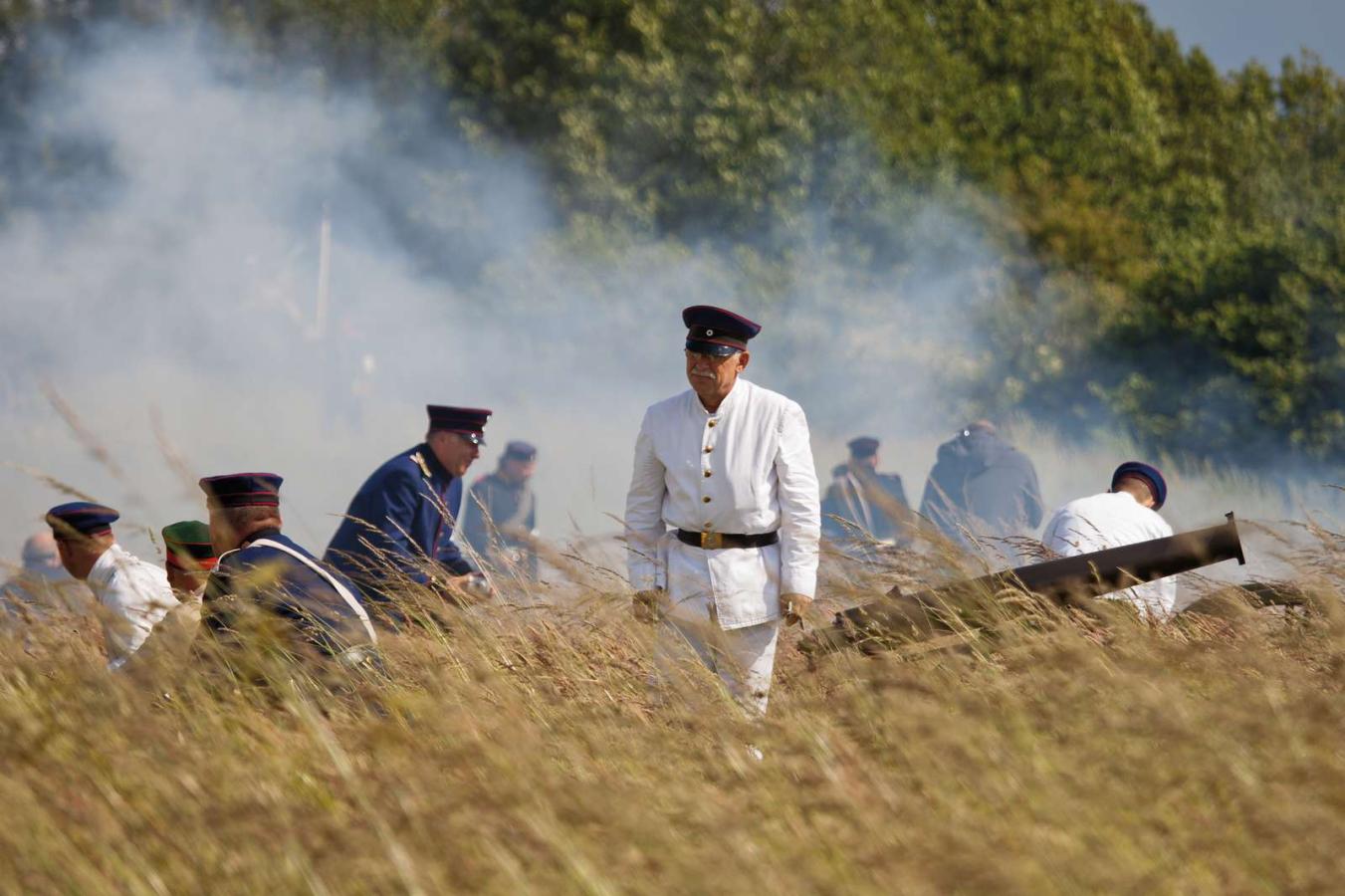 Dramatisering av Kampen om Als i 1864, ved Sønderborg i Sønderjylland, Danmark