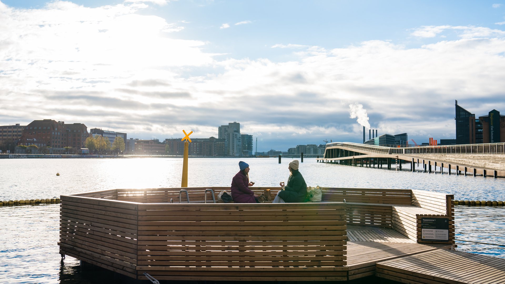 Dipping zone in Copenhagen, winter swimming 