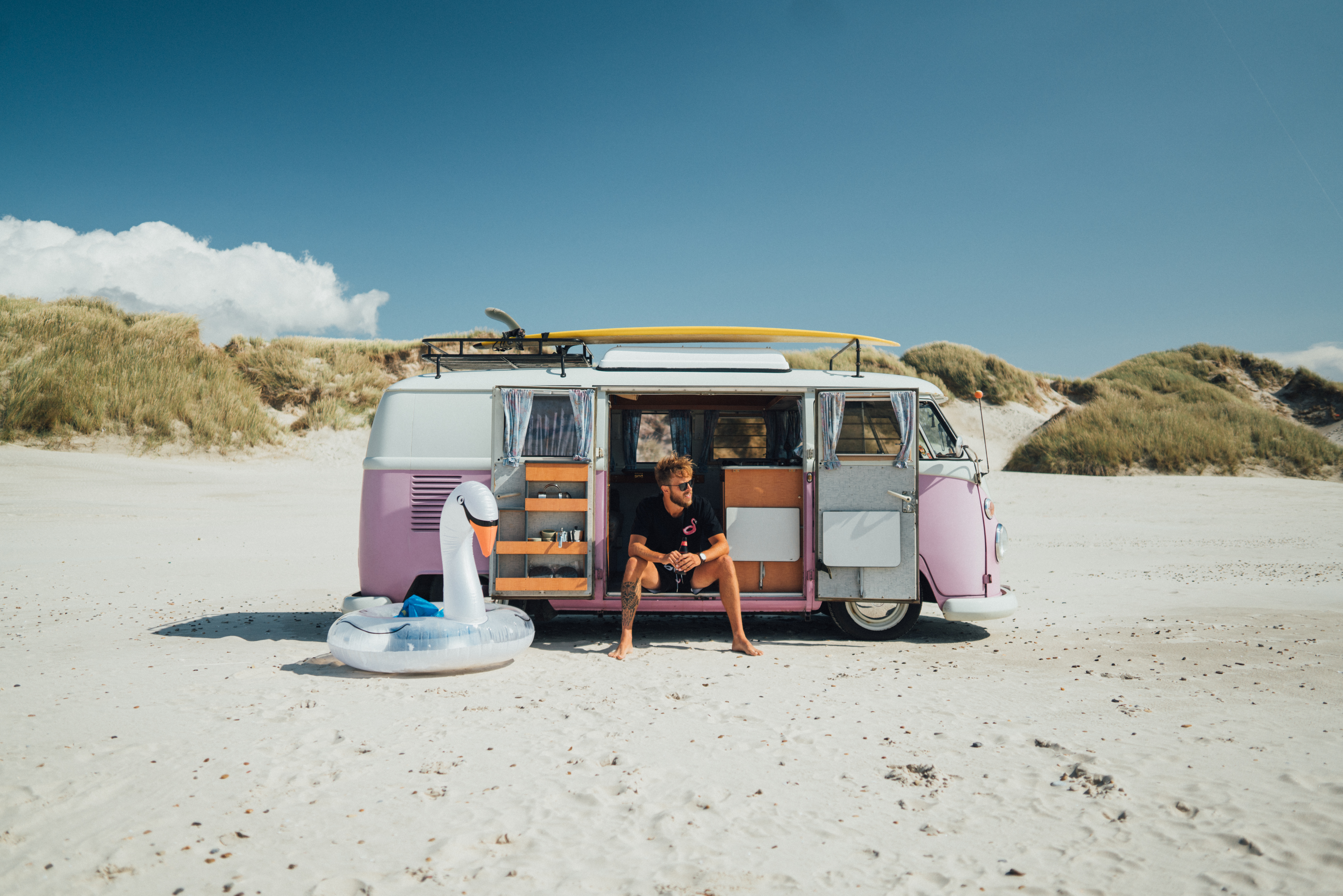 Van on Hvide Sande Beach West  Jutland