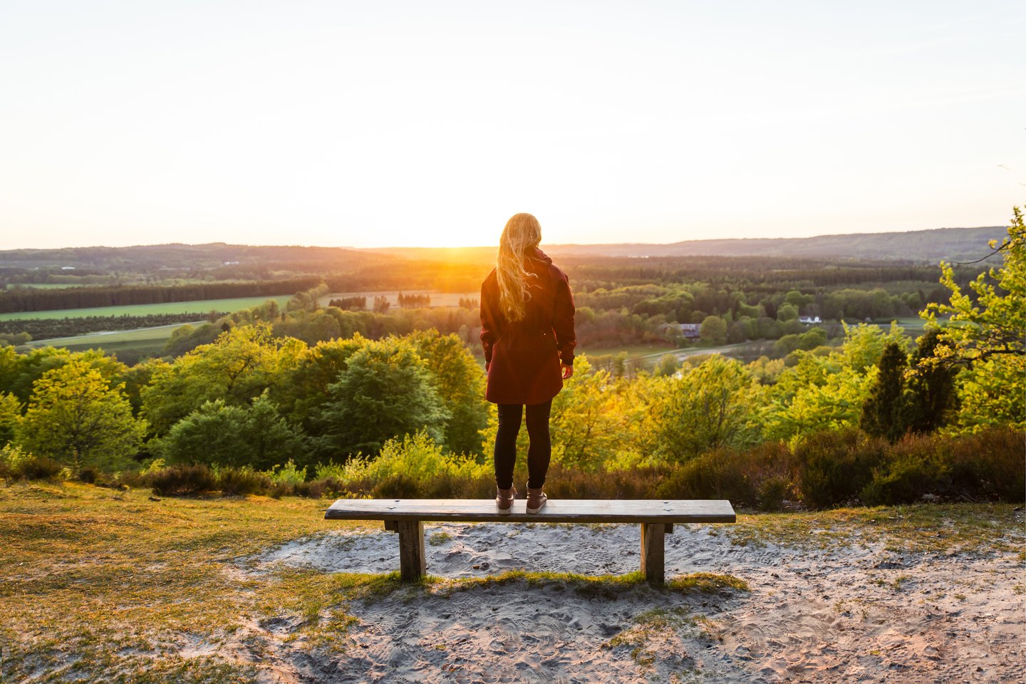 Woman enjoying Sukkertoppen view in East Jutland