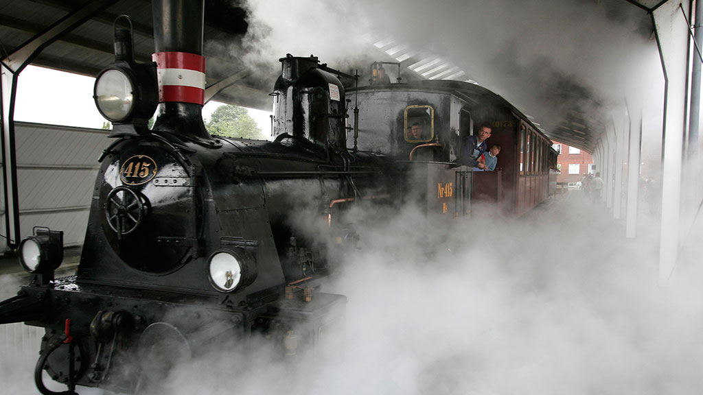 Veterantog ved Danmarks Jernbanemuseum på Fyn