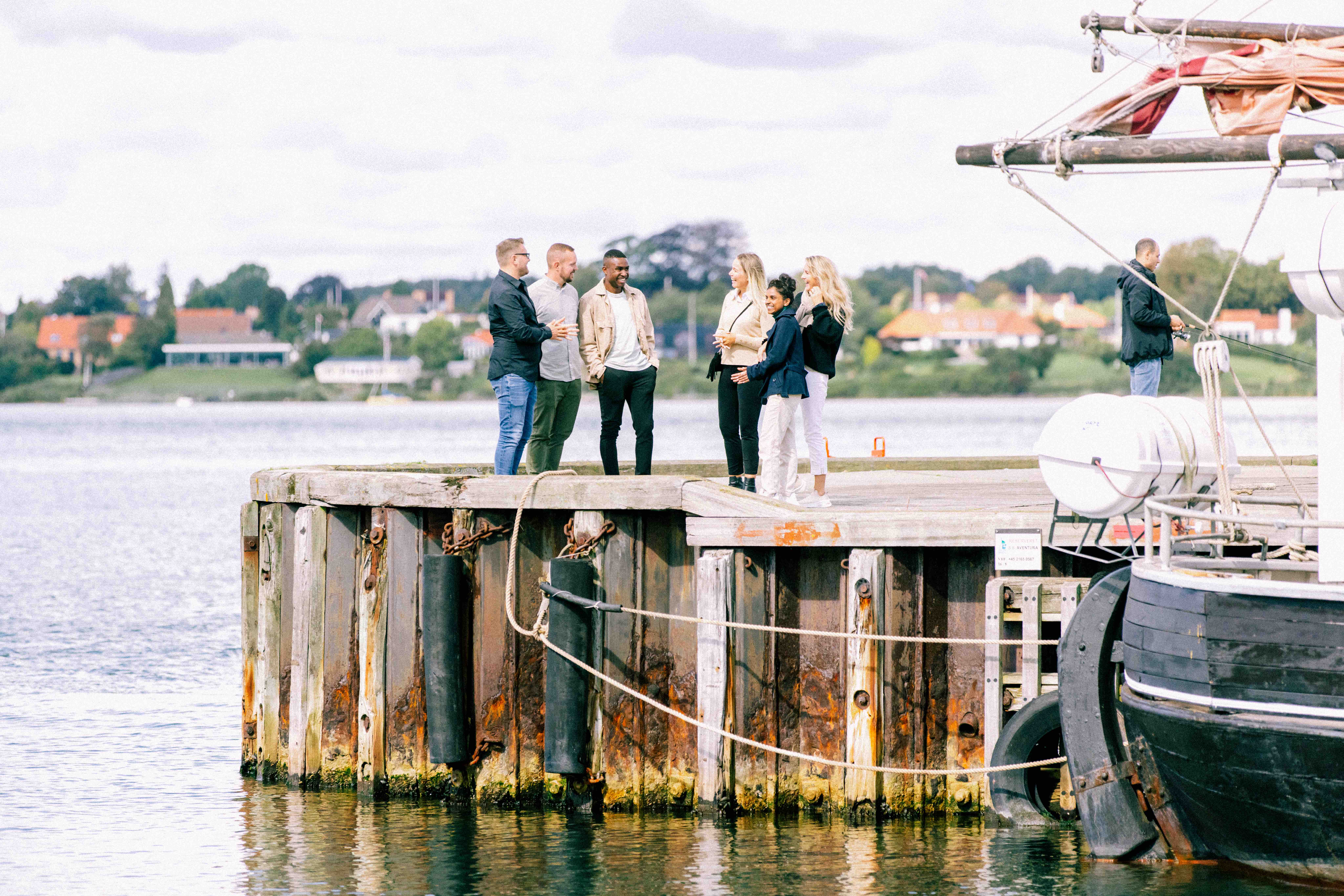 People Standing on Dock in Trekantomraadet, Jutland, Denmark