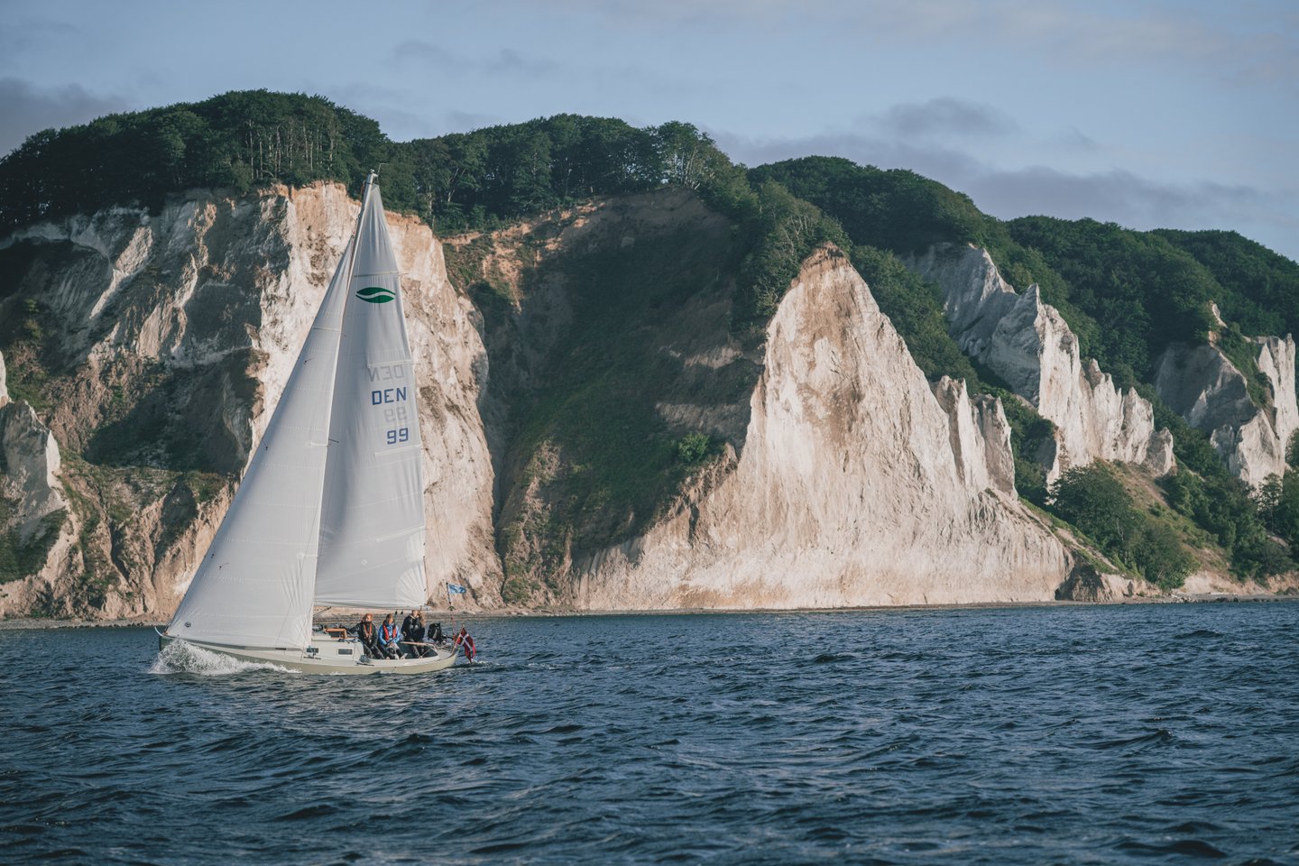 Sailing boat at Møns Klint