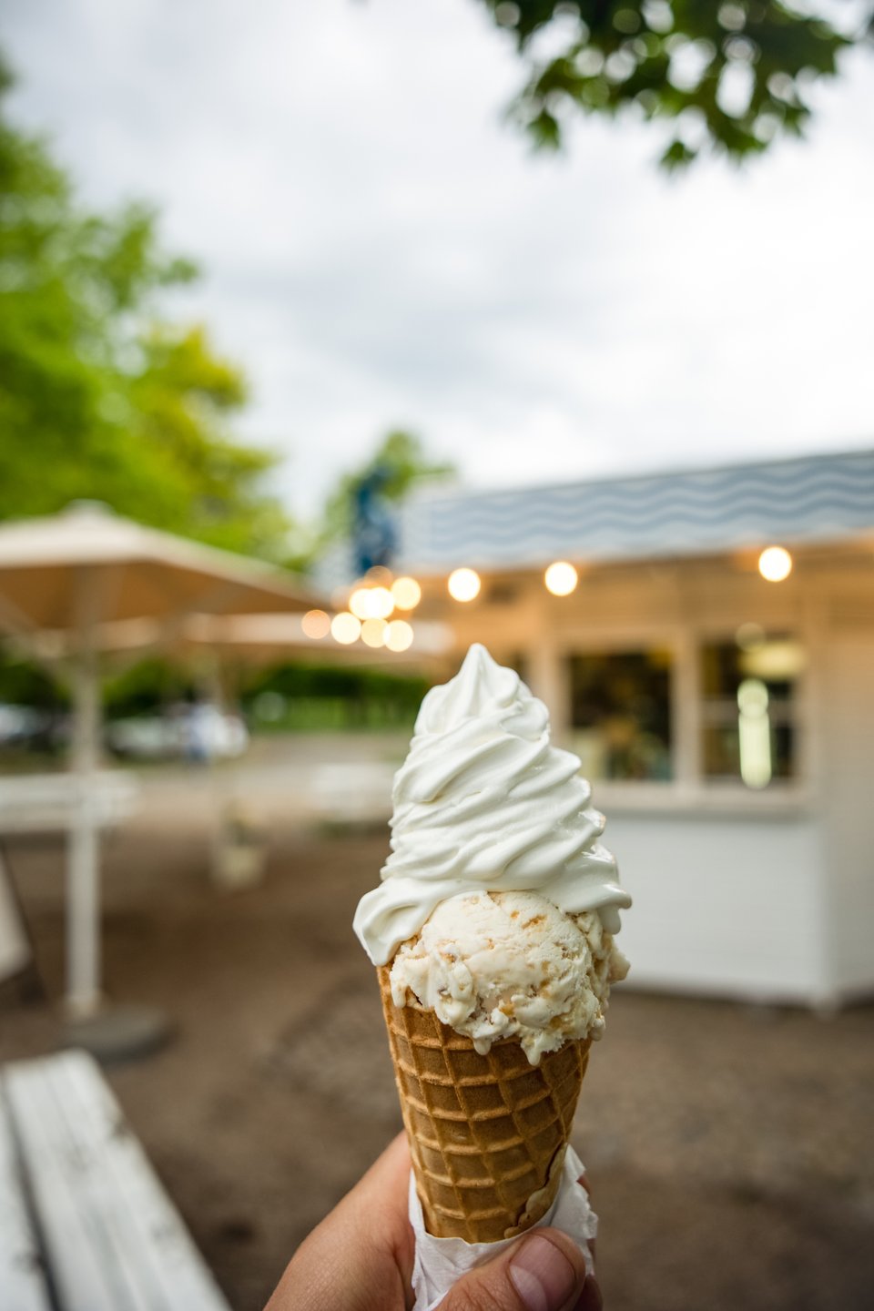 Iskrem i kjeks på ferie i Danmark