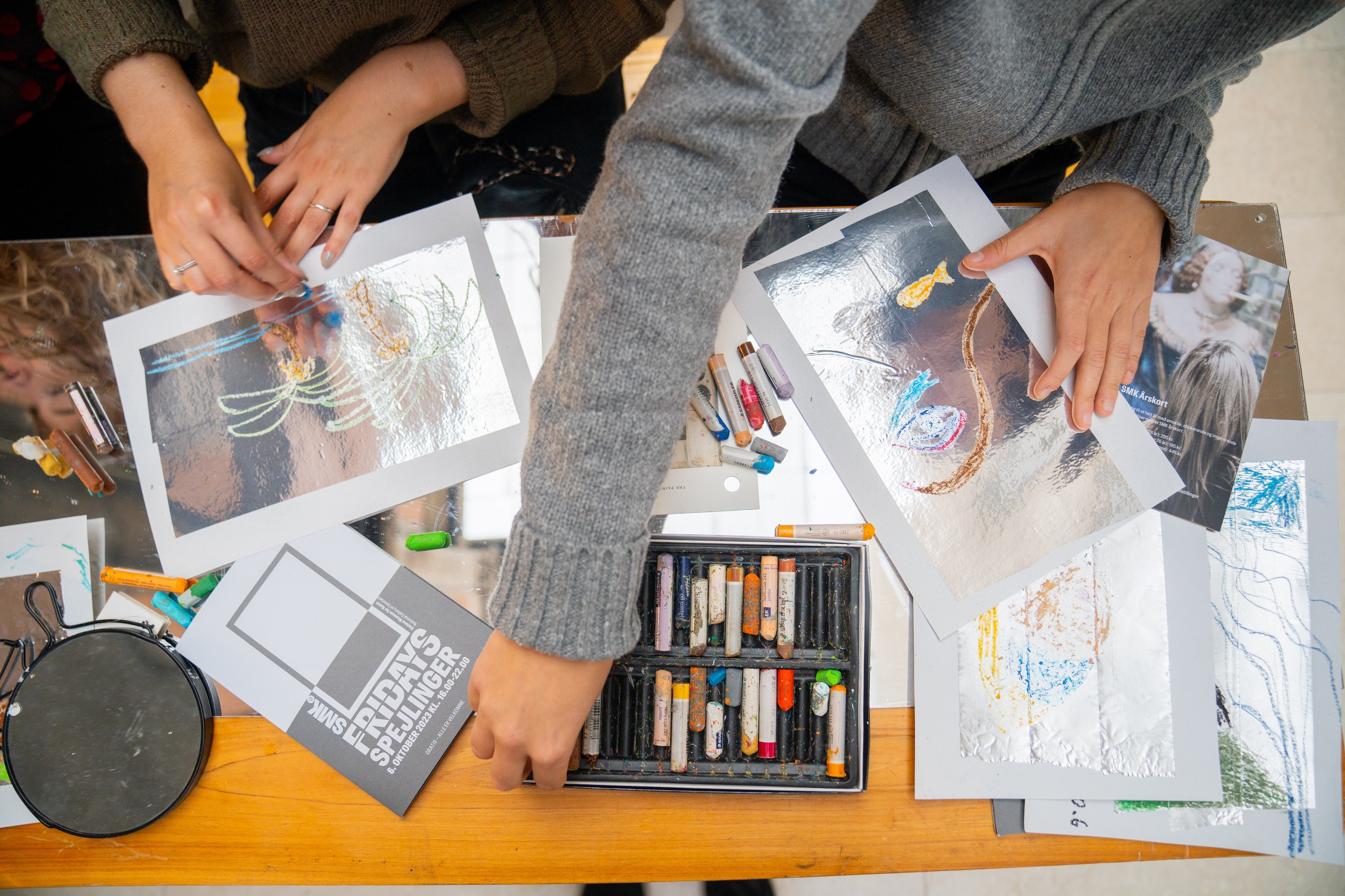 Kids drawing viewed from above